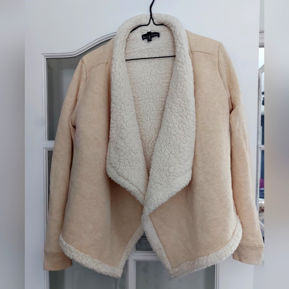 Women's Cream and Tan Sherpa-Lined Jacket